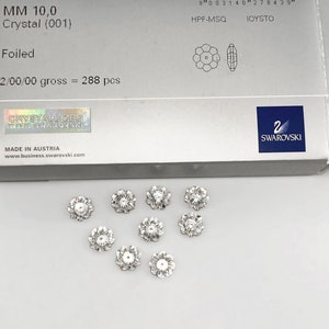 4x Swarovski Crystal Margaritas 10mm, RARE 3700 Margaritas, 10mm Clear Foiled Crystal Flower Beads, 1cm Sew On Crystals, Embroidery Beads