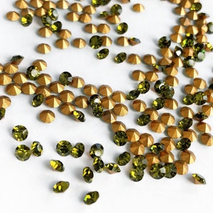 25x Swarovski Crystal Rhinestone PP24, Olivine 1100 Rhinestones, 12SS 3mm Chaton, Green Nail Art, Jewelry Repair, 1088 1028 Pointy Back