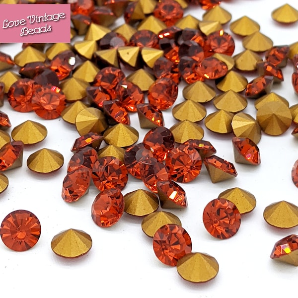 20x SWAROVSKI Crystal Indian Red, SS29 6mm Indian Red, Dark Orange Strass, 1012 1028 Indian Red, Orange Rot Pointy Back Steine