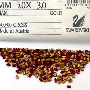 20x Swarovski Crystal Siam 5 mm x 3 mm Baguettes, Swarovski Octagon 4600, dunkelrote Strasssteine, Vintage Pointy Back folierte Rechteck Chatons