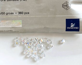 20x Swarovski Kristall AB Doppelkegel 6mm Code 5301, Swarovski AB 6mm Beads, Aurora Borealis Crystal Beads, Irisierende facettierte Beads 5328