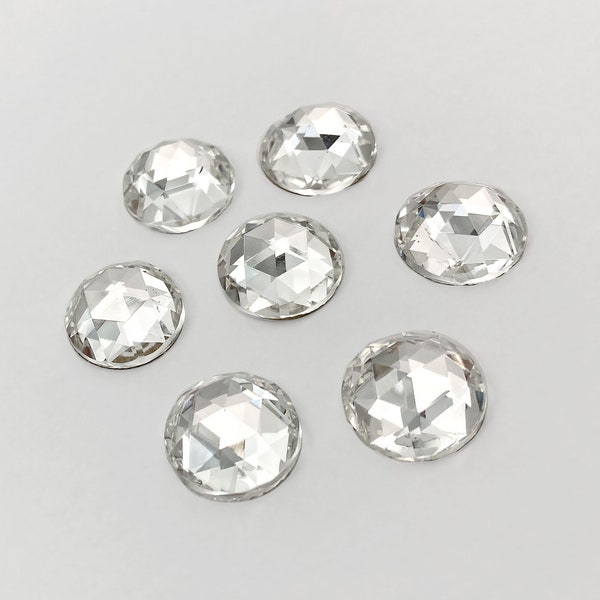 3x Clear Crystal Flatback, 14mm Flatback Rhinestones, Rauten Rose Foiled Flat Back, NON-HOTFIX Vintage Preciosa Czech Crystal