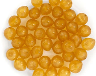 12 cuentas acrílicas en forma de pera, cuentas amarillas de 12 mm, cuentas de lucita Moonglow, cuentas de plástico, cuentas con orificio pasante en forma de lágrima, cuentas de plástico amarillas