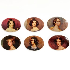 Vintage portretcameo's, miniatuurset van 40 mm x 30 mm, transfergedrukte cameeën, Victoriaanse reproductie dames, geschilderde cabochons in antieke stijl