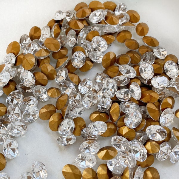 8x Swarovski Clear Crystal Ovals, Clear Foiled Rhinestone 4130/2, Crystal Stones 8mm x 6mm