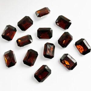 4x Rectangle Glass Stones 18mm x13mm, Brown Faceted Glass Stone, Stone, Smoked Topaz Foil Backed Rhinestone, Chunky Rectangular Glass Stones