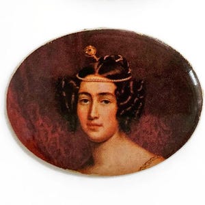 2x Vintage Cameos 40mm x 30mm, Oval Cabochons, Metal Cabochons, Portrait Miniatures, Victorian Antique Style Cabochon, Painted Cameo 1.5&quot; A