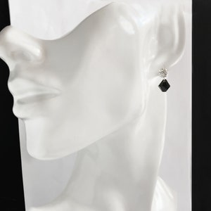 Orecchini Swarovski Crystal Drop, Orecchini Piccoli cristallo, Jet Black Crystal, Piccoli Orecchini Strass immagine 5