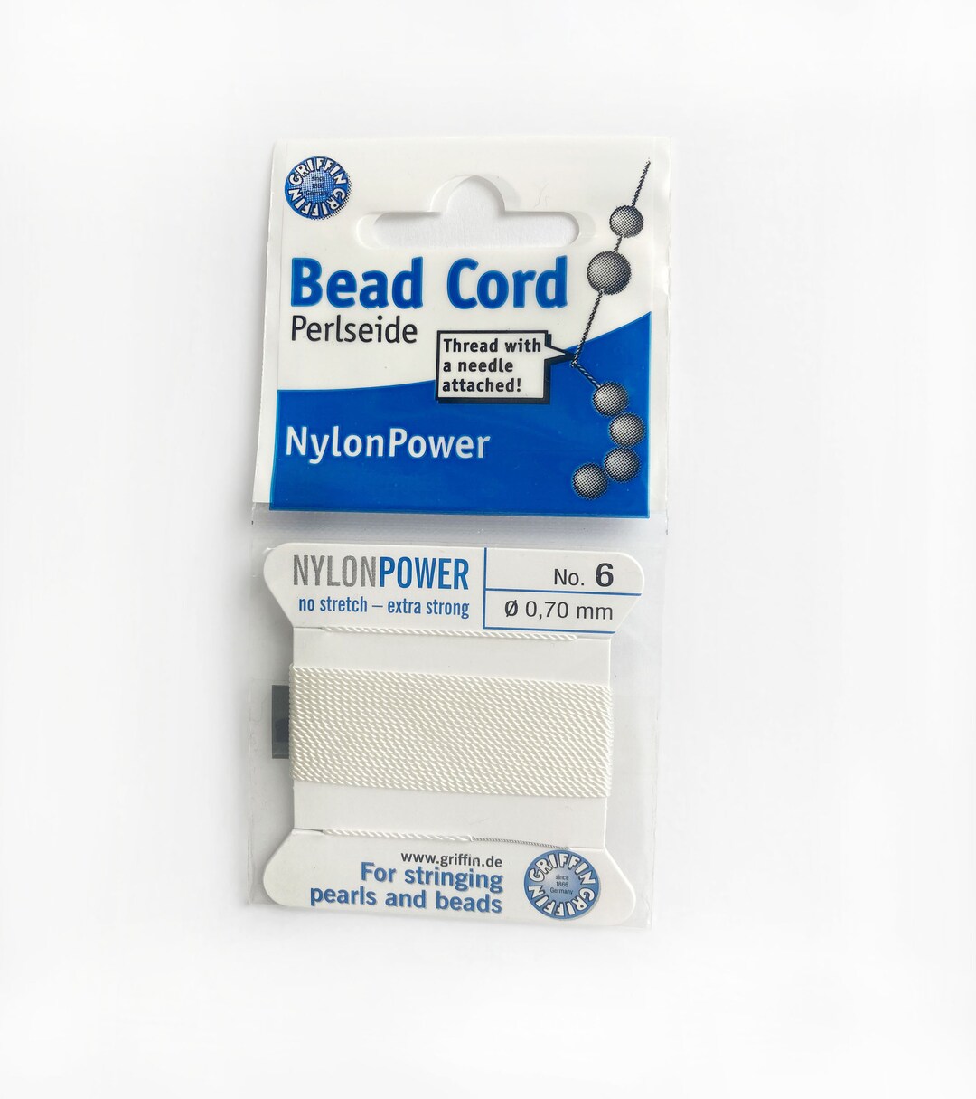 Griffin Bead Cord No.6 0.7mm, Bead & Pearl Stringing Cord With Needle