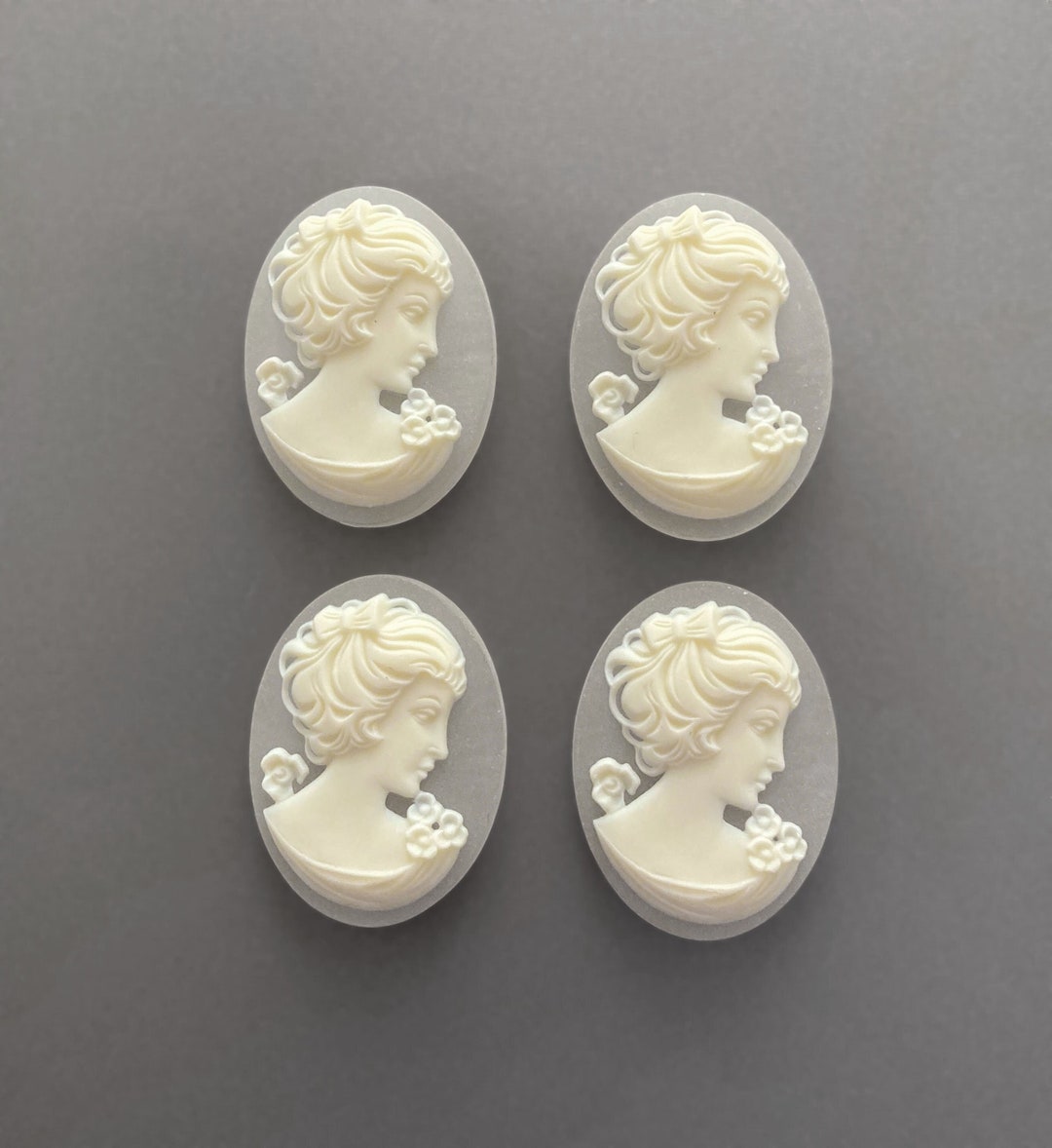 2x Vintage Cameos, 40mm X 30mm Cameo, Clear Cameo, Style Cameo