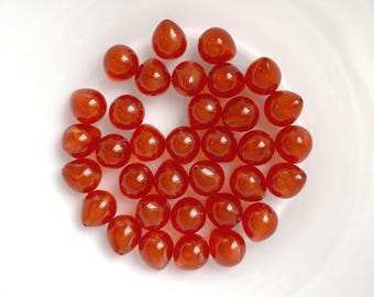 12x Pear Shape Acrylic Beads, 12mm Orange Beads, Moonglow Lucite Beads, Plastic Beads, Teardrop Through Hole Beads, Orange Plastic Beads