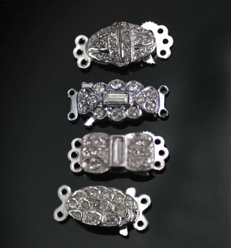 Original 1950s 1 x Vintage Box Clasp 5-Strand Gold OR Silver Tone