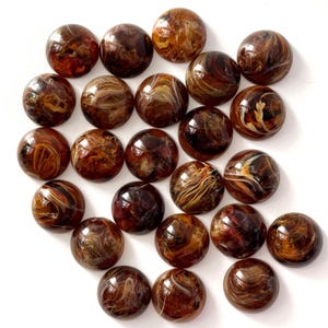 10x Brown Cabochons 18mm, Vintage Round Flatback Cabochon, Acrylic Brown Flat Back Stones, Plastic Swirly Cabochon, 18mm Brown Cabochons