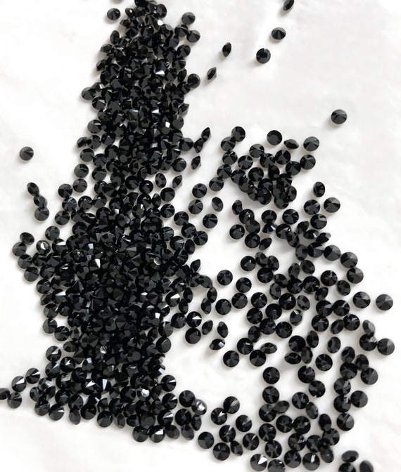 30x Swarovski Crystal Jet PP16 2mm, Tiny Black Rhinestones 1028 1100 1012 1088, Jet SS7 Black Nail Art Gems, Pointy Back Foiled Chatons