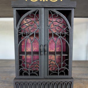 Ornate Gothic Curio Cabinet, Crystal Display Shelf, Witchy Altar Shelf for Crystals and Bones, Haunted Home Decor, Dark Academia Decor