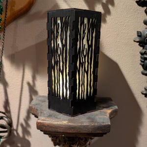 Gothic Shadow Candle Holder: Haunted Black Lantern, Constellation Lid