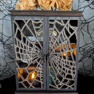 Spiderweb Curio Cabinet: Gothic Altar Shelf for Oddities & Crystals, Halloween Decor