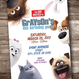 Secret Life of Pets Party Invitation