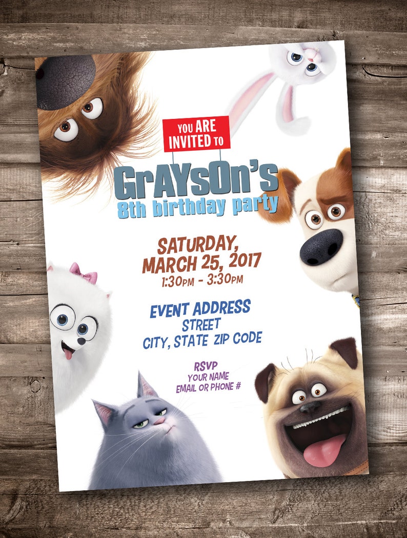 Secret Life of Pets Party Invitation image 1