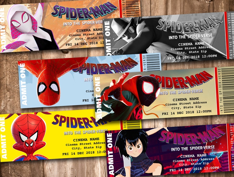 Spider-man Into the Spider-verse Collectible Movie Tickets - Etsy
