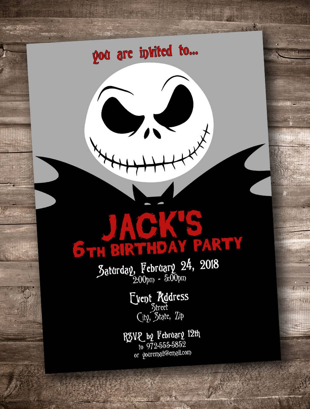 Jack Skellington Party Invitation digital Printable - Etsy
