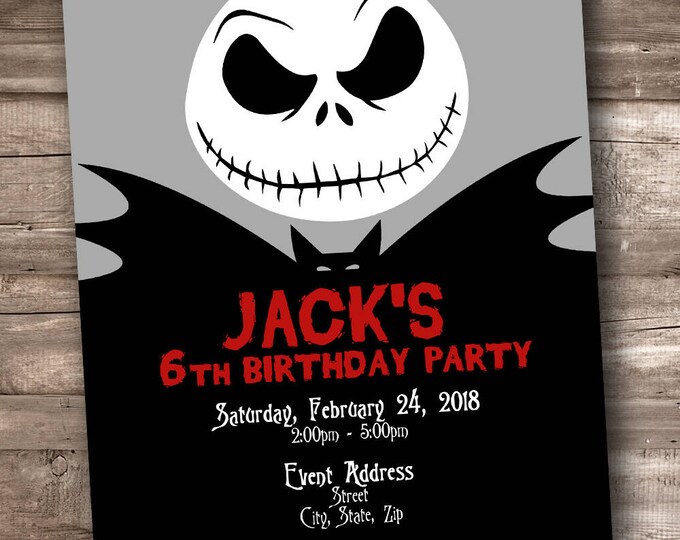 Jack Skellington Party Invitation digital Printable Etsy