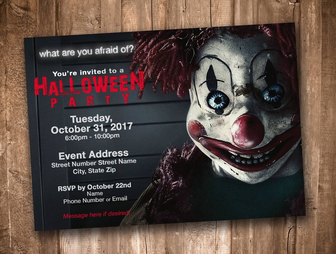 Scary Clown Party Invitation personalized Digital Printable - Etsy