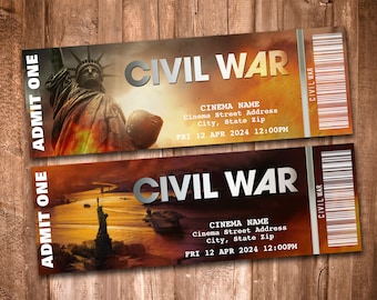 CIVIL WAR Collectible Movie Tickets