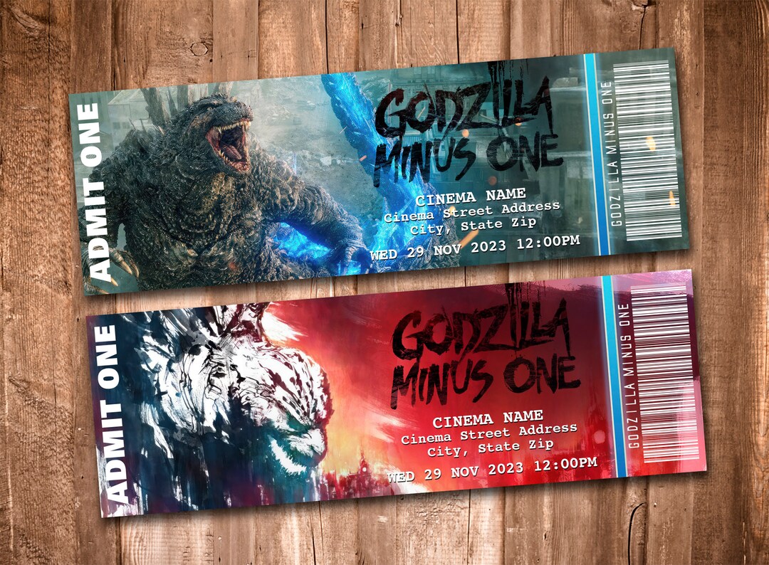 GODZILLA MINUS ONE Collectible Movie Tickets - Etsy
