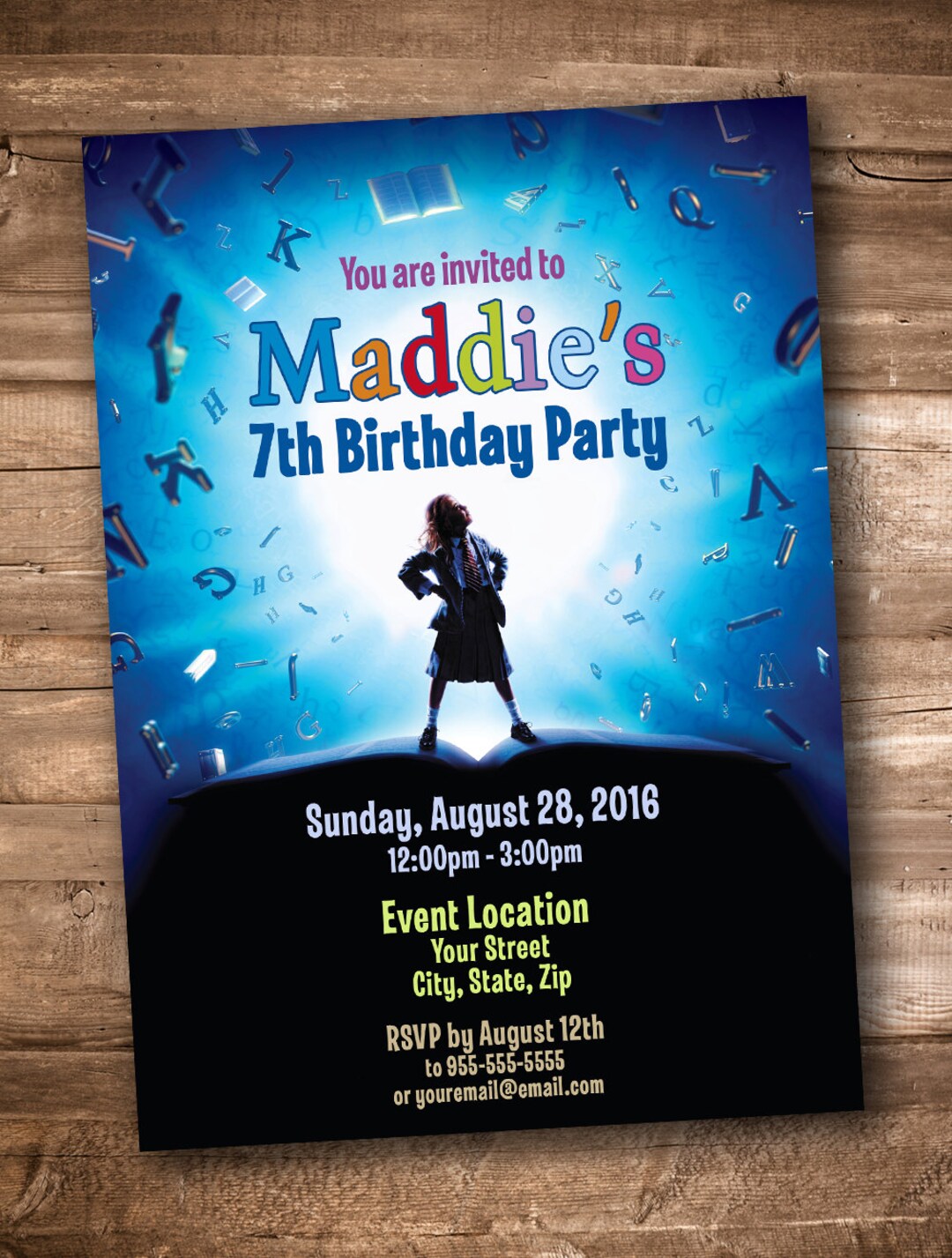 Matilda the Musical Party Invitation Etsy