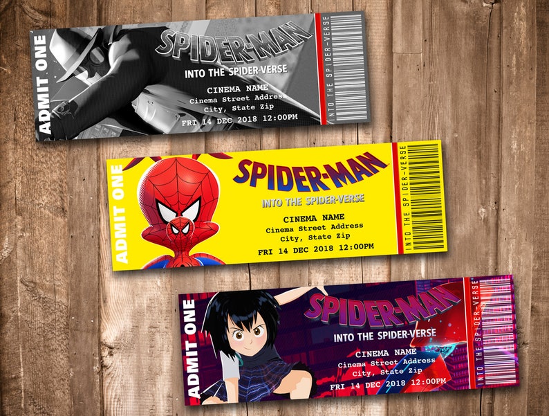 Spiderman Into the Spiderverse Collectible Movie Tickets Etsy
