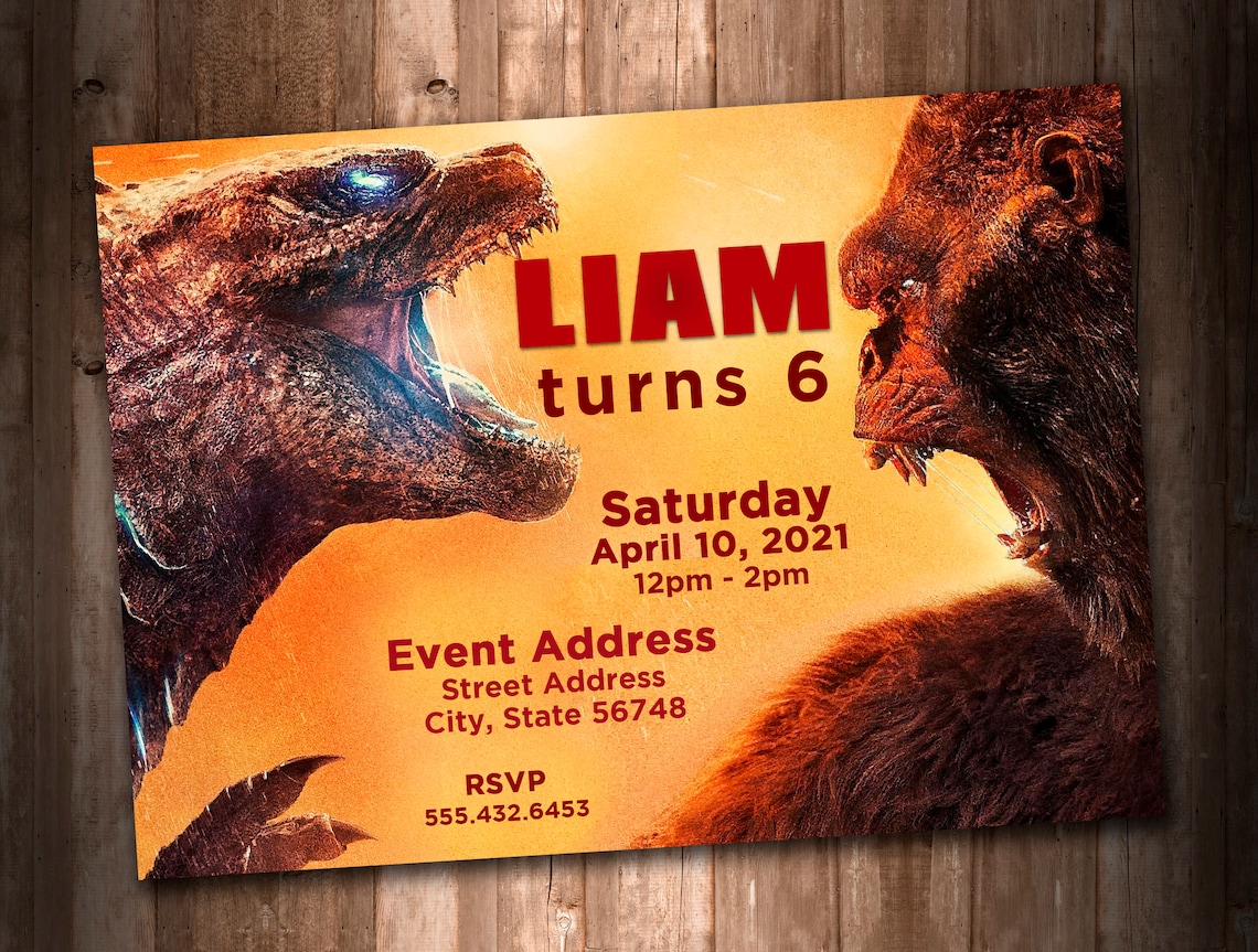 Godzilla vs King Kong Party Invitation Personalized Digital | Etsy