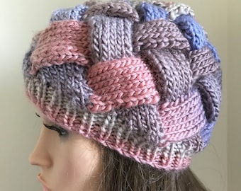 Entrelac Lattice Woollen Hat