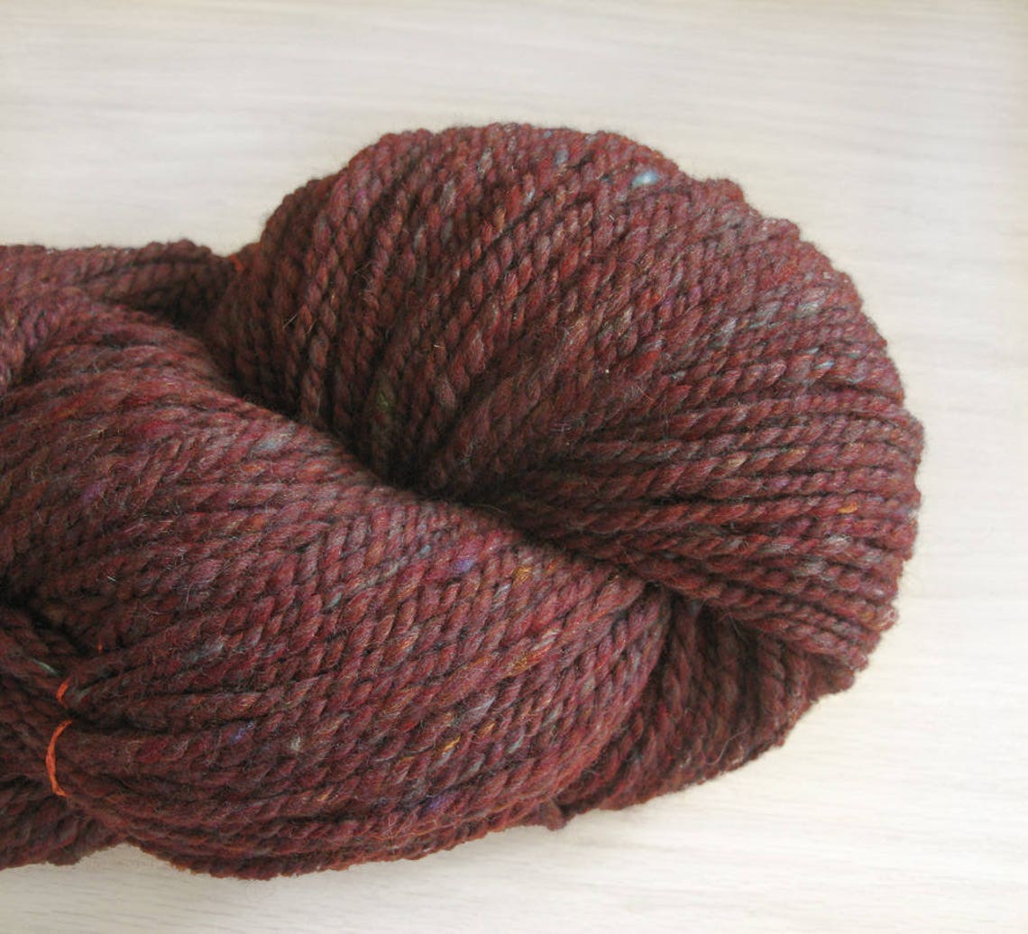 Bulky wool handspun yarn Bordeaux tweed 9 1/2oz 195 yards 23 Etsy