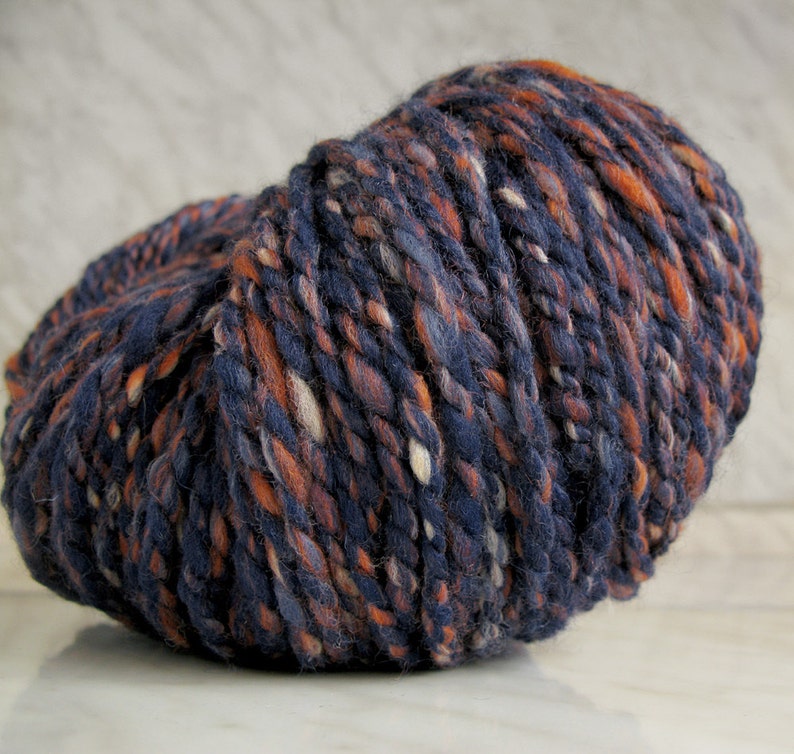 Bulky handspun wool knitting yarn SALMON SEA tweed 13.9 oz 195 Etsy