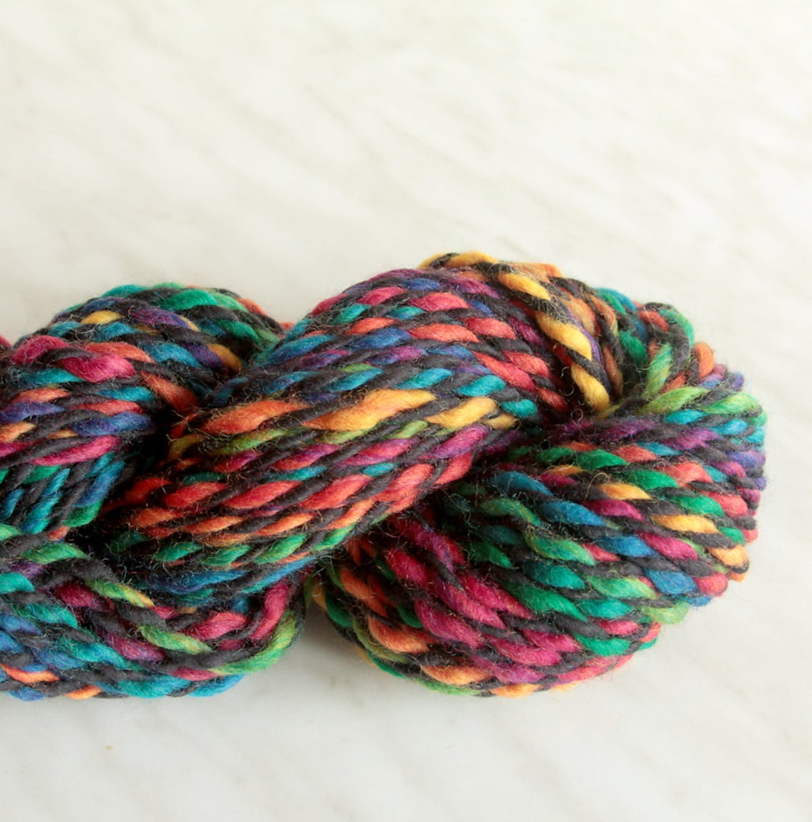 Handspun bulky / chunky merino wool yarn RAINBOW and DARK 15 Etsy
