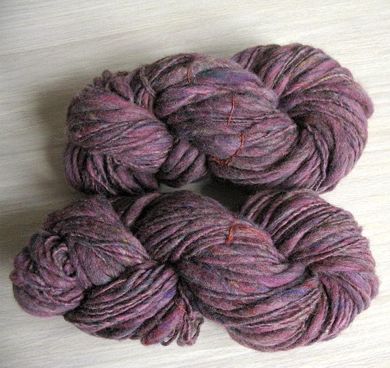 Thick And Thin Slub Merino Wool Knitting Yarn Tty Handspun Purple Chunky Art Blanket Scarf Yarn