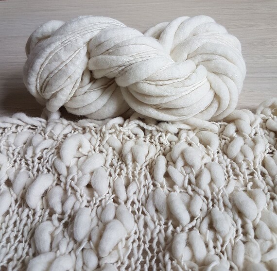 Thick and thin wool slub yarn TTY3 handspun yarn merino Etsy