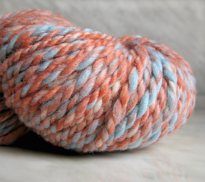 Bulky wool handspun yarn Peach tweed 5.36 oz 114 yards 23 mc Etsy
