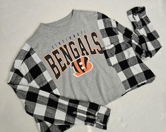 Camisa de franela reciclada de la NFL / Hecha a mano y única / Atuendo para el día del partido