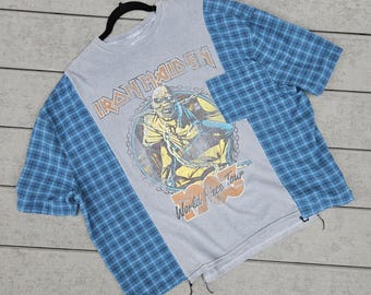 Iron Maiden Upcycled Shirt | XL | Handmade Reworked Band Tee