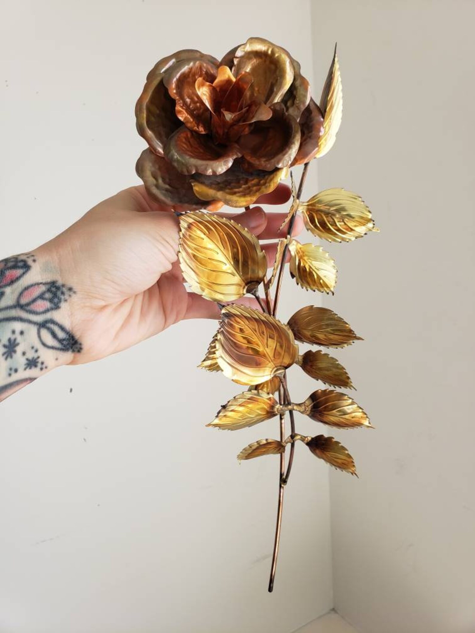 Vintage Metal Gold Rose Wall Art Rétro Boho Etsy
