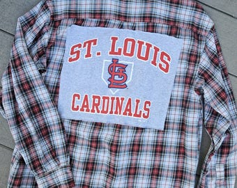 St. Lous Cardinals Upcycled Flannel | MLB | M |  Handmade & One-of-a-Kind | Game Day Outfit