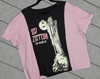 Led Zeppelin Upcycled Shirt | Handmade Reworked Band Tee