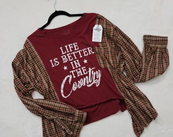 Upcycled Flannel Shirt | Handmade & One-of-a-Kind | Country Outfit