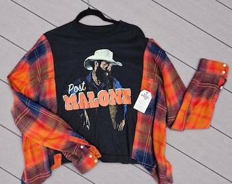 Post Malone Upcycled Shirt | XL |  Handmade & One-of-a-Kind | Concert Festival Outfit
