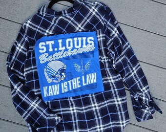 St. Louis Battlehawks Upcycled Flannel | UFL | L |  Handmade & One-of-a-Kind | Game Day Outfit