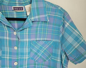 Blusa vintage de algodón con botones de Ericka & Co., años 80 y 90