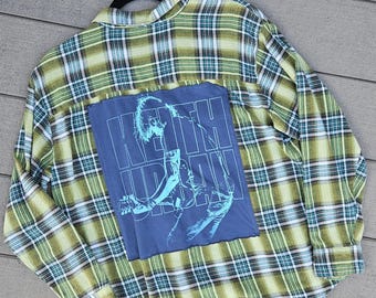 Keith Urban Upcycled Flannel Shirt | L |  Handmade & One-of-a-Kind | Concert Festival Outfit