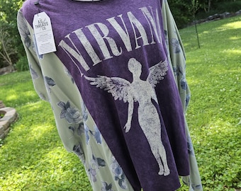 Nirvana Upcycled Shirt | L | Handmade Reworked Band Tee